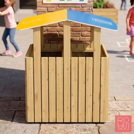 Paperera de reciclatge en Fusta Turín amb teulada| Reciclatge Exterior Sostenible